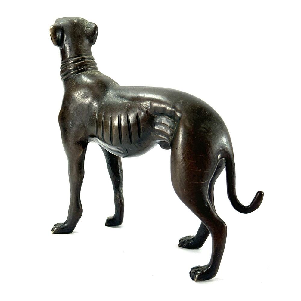 Vintage Bronze Greyhound Whippet Dog Figurine Statue Sighthound 7” Sculpture - Picture 6 of 8
